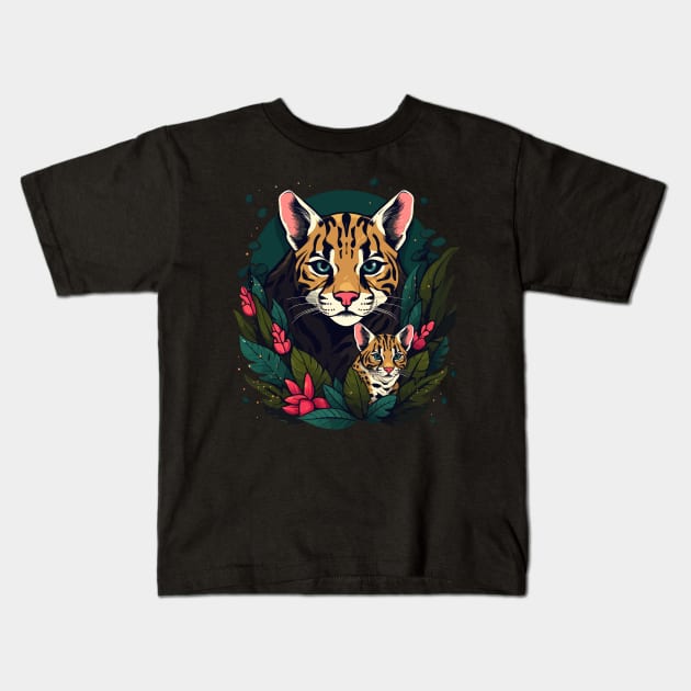 Ocelot Fathers Day Kids T-Shirt by JH Mart